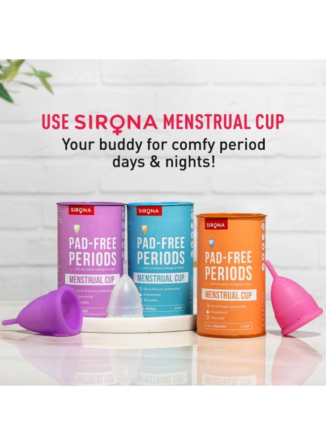 Sirona Reusable Menstrual Cup for Women | Large Size with Pouch|Ultra Soft, Odour and Rash Free|100% Medical Grade Silicone |No Leakage | Protection for Up to 8-10 Hours | US FDA Registered,Pack of 1 - Image 4