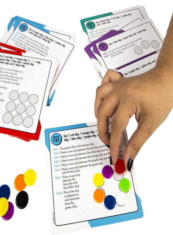 MindWare Logic Links Puzzle Games - Brain Teaser Puzzles for Kids and Brain Games for Adults - 166 Challenging Brain Puzzles, 32 Game Chips - Ages 6+ - Image 2
