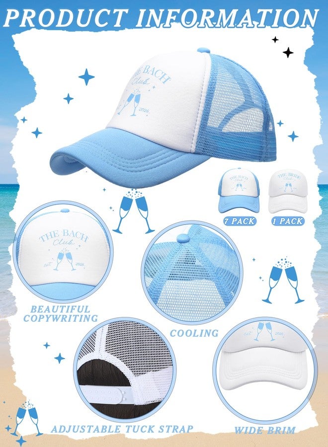 Shyyween 8 Pack Social Club Bachelorette Party Hats Include 1 Pack The Bride Cap and 7 Pcs The Bach Club Trucker Cap(Blue,The Bach) - Image 2
