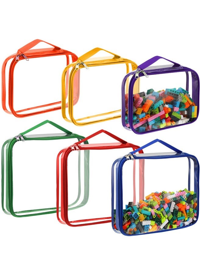 Sanwuta 6 Packs Toy Storage Bags, PVC Organizing Case Bags with Zipper, Waterproof Toy Container for Board Games, Building Blocks, Puzzles, Small Toys and Kids Books(Large, Small,Bright Color) - Image 1