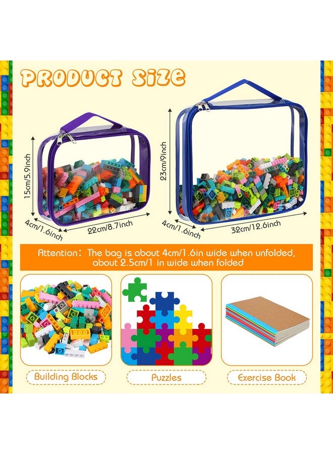 Sanwuta 6 Packs Toy Storage Bags, PVC Organizing Case Bags with Zipper, Waterproof Toy Container for Board Games, Building Blocks, Puzzles, Small Toys and Kids Books(Large, Small,Bright Color) - Image 2