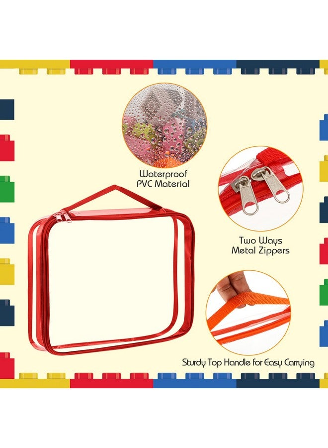 Sanwuta 6 Packs Toy Storage Bags, PVC Organizing Case Bags with Zipper, Waterproof Toy Container for Board Games, Building Blocks, Puzzles, Small Toys and Kids Books(Large, Small,Bright Color) - Image 3