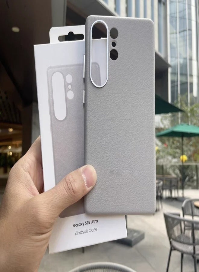 ارواق جراب هاتف Samsung Galaxy S25 Ultra 5G من الجلد الأصلي الفاخر، جراب هاتف كامل الحماية مقاوم للصدمات S25 Plus Ultra S25+، رمادي - Image 1