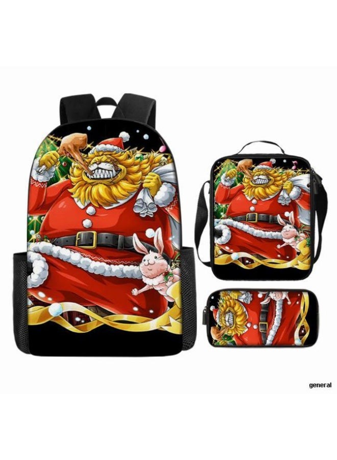 general The latest universal cartoon printed three piece practical bag combination (suitable for students, children, friends, outings, mountain climbing, etc.) - Image 1