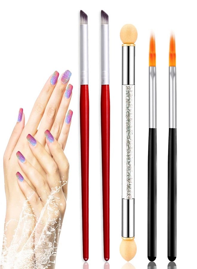 DANNEASY 5Pcs Ombre Nail Brush Nail Art Sponge Nail Gradient Brush Nail Art Pens Acrylic Nail Brush Set Manicure DIY&Salon Tools - Image 1