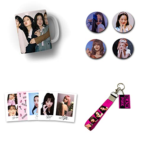 SINCE 7 STORE Blackpink Gift box for Blackpink Fans, 8 products: Blackpink Mug, 18 Lomocards, MDF Wood Keychain, Keychain Lanyard & Four badges - Image 2
