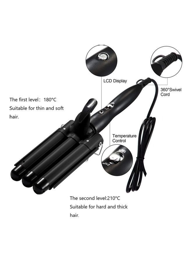 TIGER مكواة تجعيد الشعر ثلاثية الأسطوانات - مكواة تجعيد الشعر السوداء لتموجات الشاطئ، تجعيدات فضفاضة، وأنماط ذات حجم كبير - أداة تصفيف احترافية لجميع أنواع الشعر - Image 3