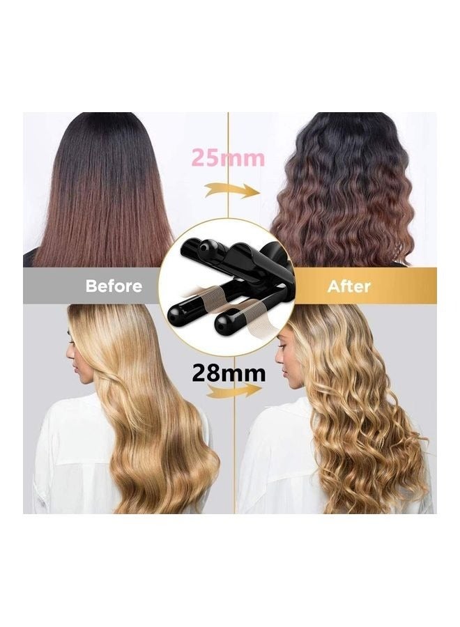TIGER مكواة تجعيد الشعر ثلاثية الأسطوانات - مكواة تجعيد الشعر السوداء لتموجات الشاطئ، تجعيدات فضفاضة، وأنماط ذات حجم كبير - أداة تصفيف احترافية لجميع أنواع الشعر - Image 4