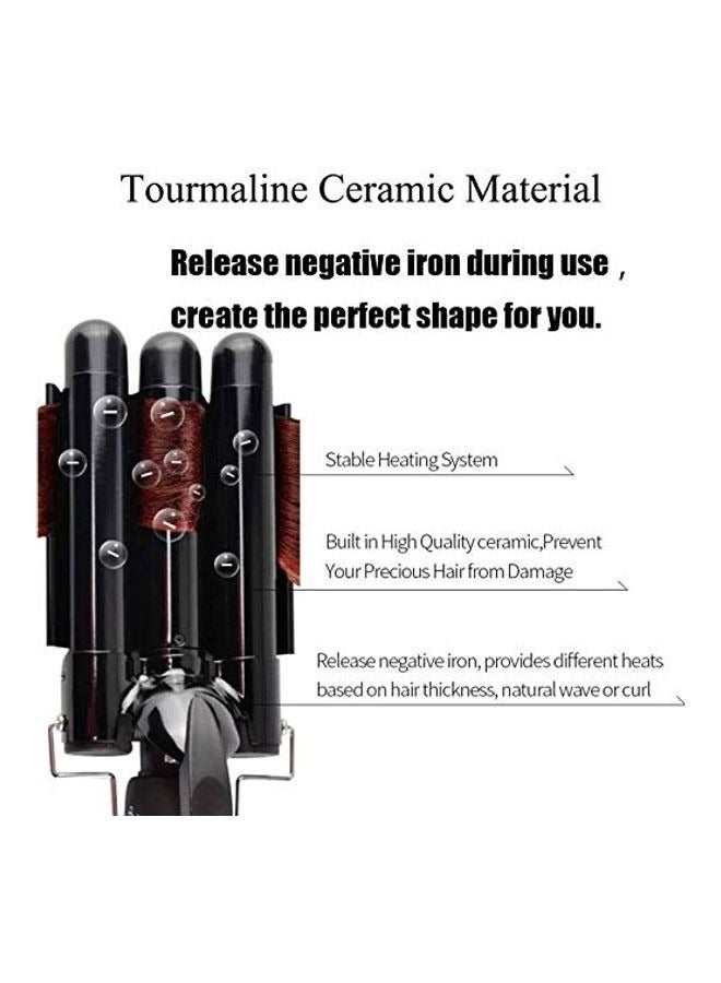 TIGER مكواة تجعيد الشعر ثلاثية الأسطوانات - مكواة تجعيد الشعر السوداء لتموجات الشاطئ، تجعيدات فضفاضة، وأنماط ذات حجم كبير - أداة تصفيف احترافية لجميع أنواع الشعر - Image 5