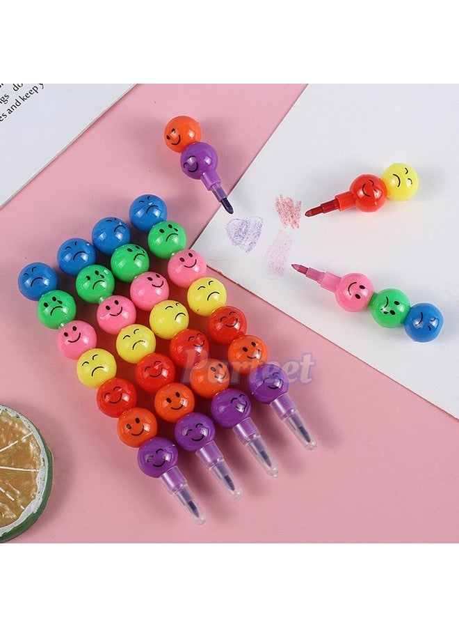 بارتيت مجموعة أقلام رصاص وألوان شمعية مبتسمة من بارتيت ٢ في ١ للأطفال | هدية بطابع مبتسم للبنات | هدايا إرجاع من ٦ إلى ٨ سنوات | قلم رصاص مبتسم | قلم رصاص متكدس (مجموعة من ٦ قطع) - متعدد الألوان - Image 2