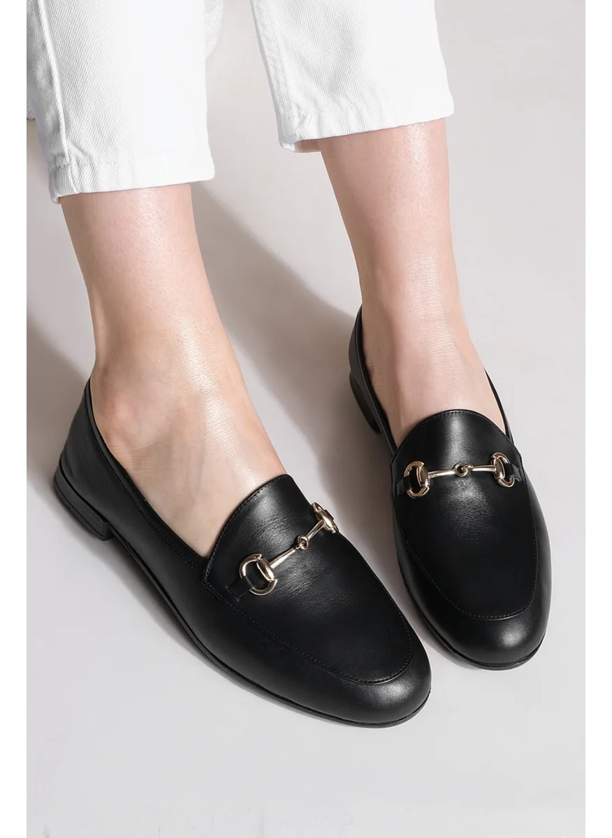 مارجين Margin Women's Genuine Leather Chain Loafer Casual Shoes Tanle