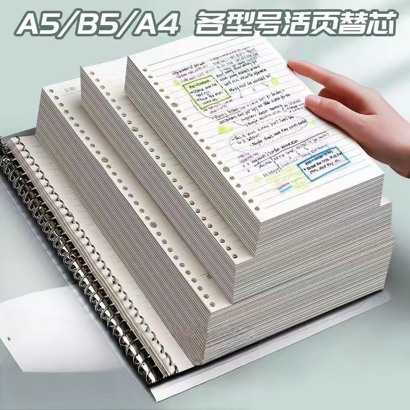 Generic A5 B5 Refillable Notebook Paper Thick Blank/Grid/Lined A5 [60 grid sheets] 