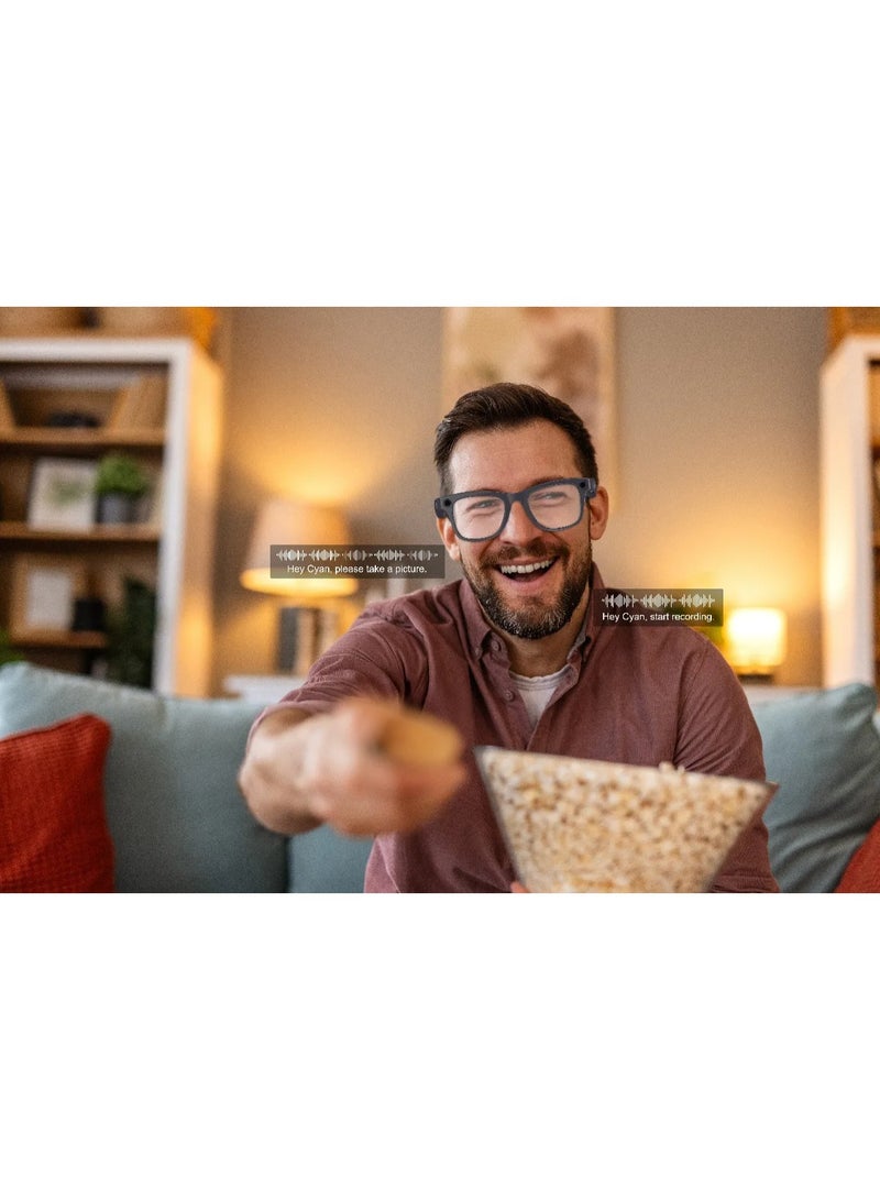 باورولوجي نظارات ذكية Paganspo AI Camera / مساعد صوتي بالذكاء الاصطناعي لتطبيقات الهواتف الذكية / ترجمة فورية / ستيريو مفتوح الأذن / حديث / للجنسين / / ميكروفون مزدوج لتقليل الضوضاء / كاميرا 8 ميجابكسل / توافق التطبيق Android و iOS / مقاومة الماء IP54 - رمادي - Image 3