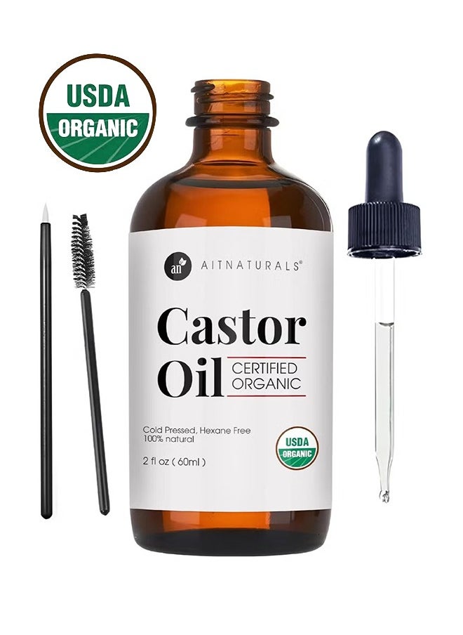 Kate Blanc Organic Castor Oil 60ml Eyelash & Eyebrow Growth Serum | Nourishing Hair, Skin & Nail Treatment | Promotes Hair Growth & Conditions | Cold Pressed & Hexane free | 100% Pure & Hexane-Free  - Image 1