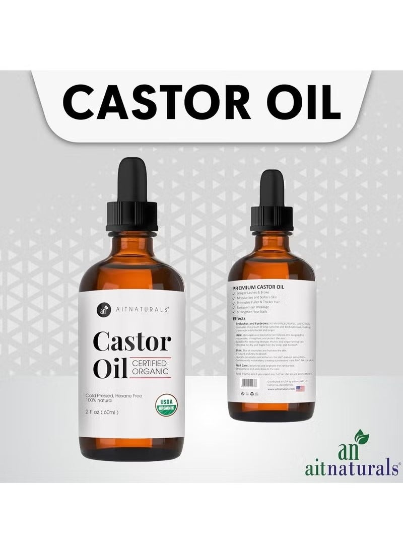 Kate Blanc Organic Castor Oil 60ml Eyelash & Eyebrow Growth Serum | Nourishing Hair, Skin & Nail Treatment | Promotes Hair Growth & Conditions | Cold Pressed & Hexane free | 100% Pure & Hexane-Free  - Image 3