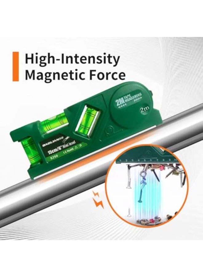 Magnetic Torpedo Level with Built-in Tape Measure, 6-Inch Pocket Level with 0/45/90 Degree Flasks and Centimeter Scale - Ideal for Conduit, Pipe Bending and General Use - Image 4