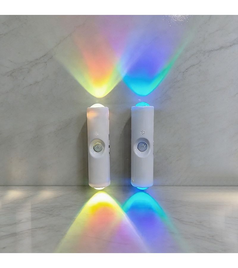 مصباح حائط مزود بحساس حركة 4 LED - عبوة من قطعتين - 3 ألوان و7 ألوان - قابل لإعادة الشحن - إضاءة داخلية للأجواء - Image 4