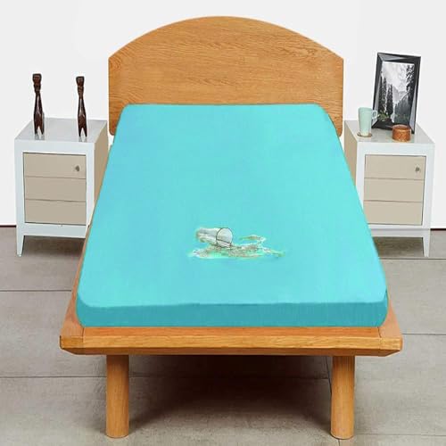 TRANCE Waterproof Terry Fabric Ultra Soft Single Size Cotton Mattress Protector|Breathable Hypoallergenic Mattress Cover Single Size (72x30 inch|6x2.5 feet, Turquoise) - Image 1