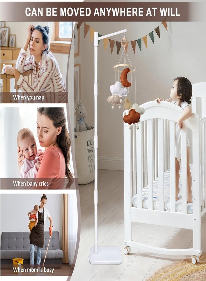 EBINGMIMA White Floor-Standing Crib Mobile Arm - 65" Baby Mobile Stand for Crib - Mobile Arm for Crib - 100% Beech Wood - Adjustable Mobile Hanger with Anti-Tip Base - Easy Assembly - Modern Nursery Decor - Image 3