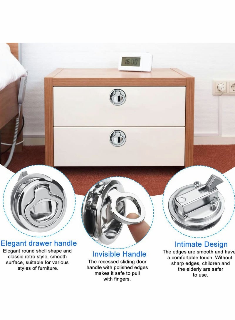 Stainless Steel Pull Hatch Lock Set, 2Pcs Recessed Handle for Furniture, Durable Metal Lock for Cabinets, Drawers, and Marine Use - Image 3