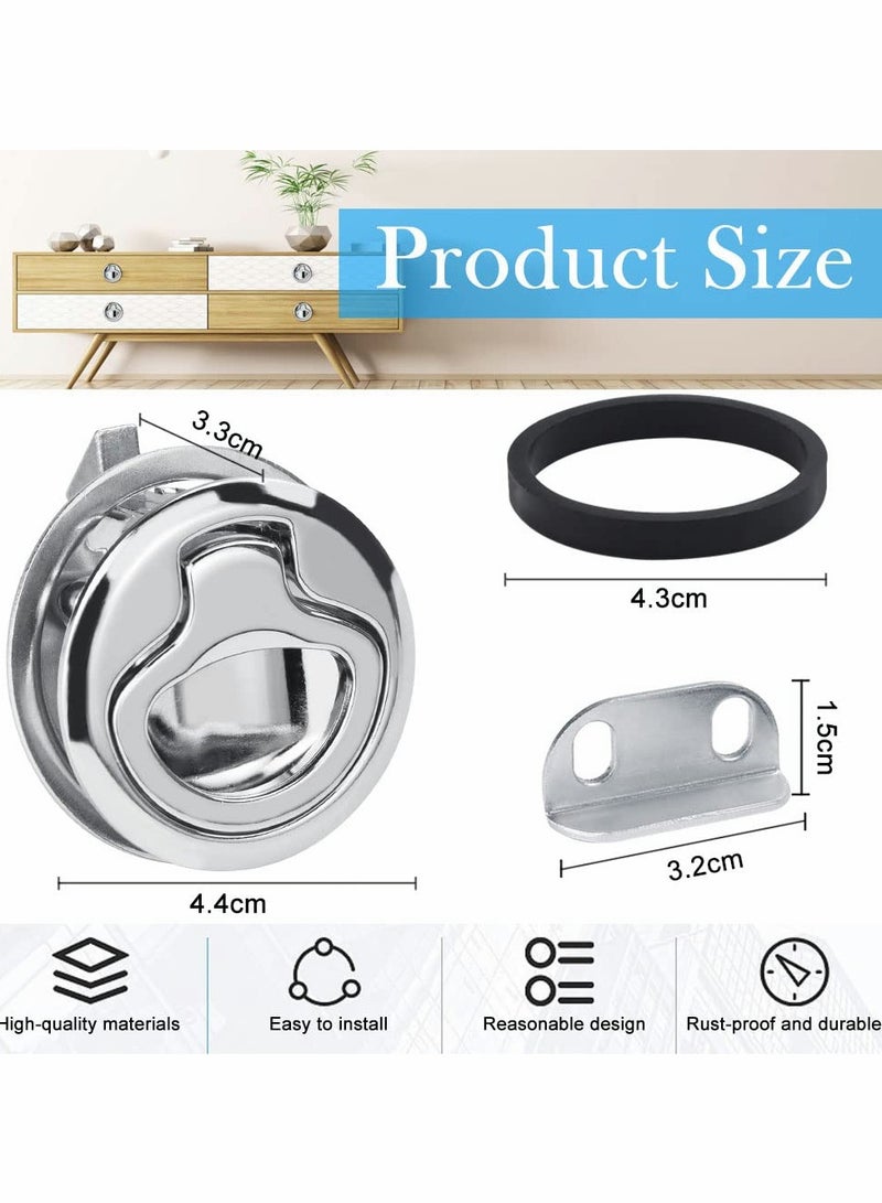Stainless Steel Pull Hatch Lock Set, 2Pcs Recessed Handle for Furniture, Durable Metal Lock for Cabinets, Drawers, and Marine Use - Image 2