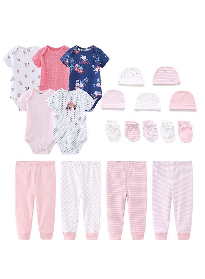 Kiddiezoom Unisex Baby Layette Essentials Giftset Clothing Set 19-Piece For Newborn Baby, Pink3, 0-3 months - Image 1