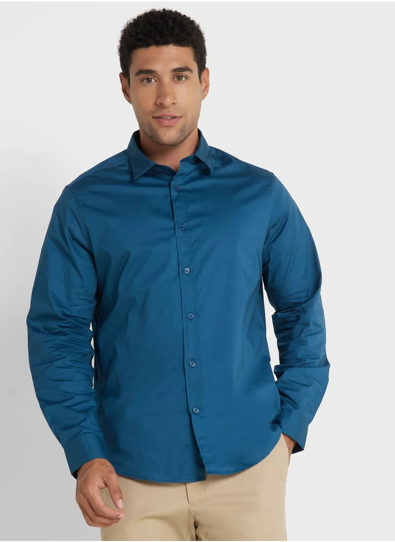 روبرت وود Long Sleeve Stretch Poplin Shirt