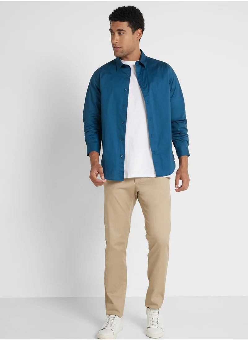 Robert Wood Long Sleeve Stretch Poplin Shirt