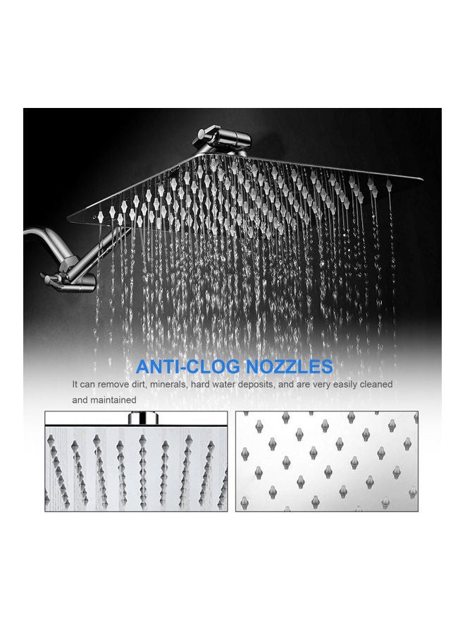 رأس دش مربع الشكل من الستانلس ستيل مقاس 8 بوصات بضغط عال ورفيع للغاية فضي 20.00 x 5.00 x 20.00سم - Image 5