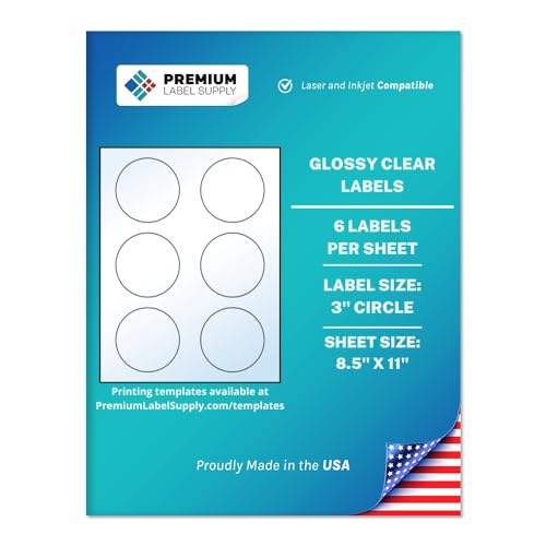 Premium Label Supply Glossy Clear Sticker Round Labels – 3" Circle – Laser/Inkjet Compatible – (6 per Sheet), 10 Sheets – 60 Total Adhesive Labels - Image 5