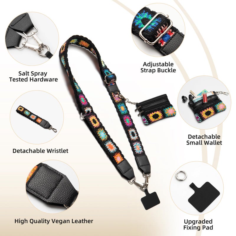 CUEDM Cell Phone Lanyard Crossbody,Adjustable Cell Phone Strap with Detachable Wristlet for Hands-Free Occasions,Clip and Go Strap for Phone with Wallet Crossbody - Image 4