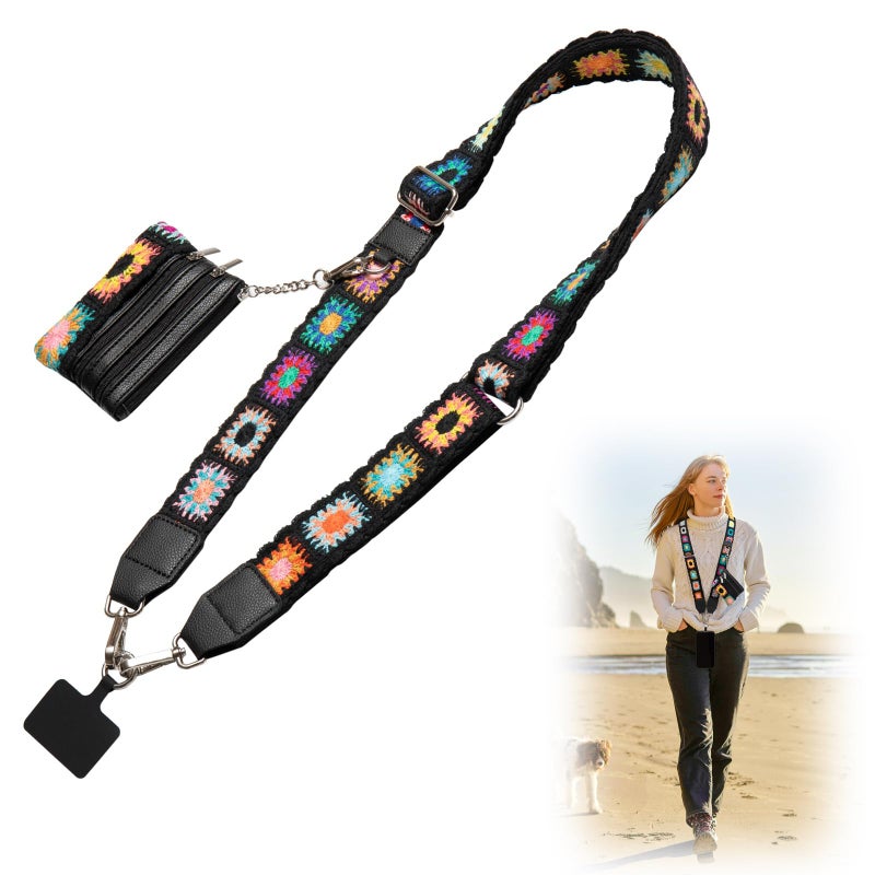 CUEDM Cell Phone Lanyard Crossbody,Adjustable Cell Phone Strap with Detachable Wristlet for Hands-Free Occasions,Clip and Go Strap for Phone with Wallet Crossbody - Image 1