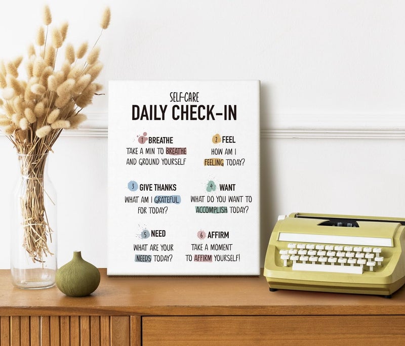 WKYAER Canvas Wall Art Poster Hanging Decor Print for Mental Health, Mindfulness, Motivation - Self-care Daily Check-in for Bedroom Classroom - Image 2