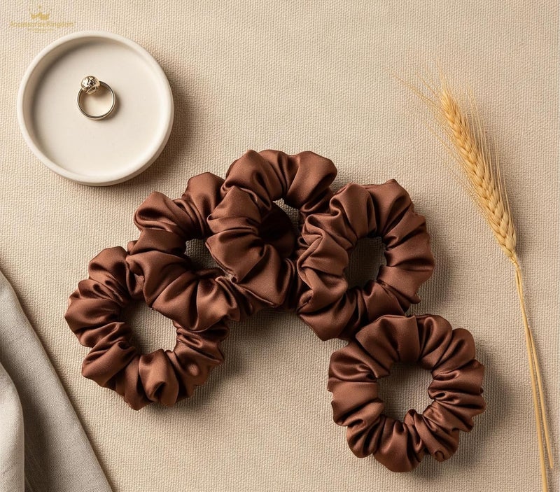 Accessorize Kingdom Premium Hair Scrunchie for Women| Scrunchies for Girls | Scrunchies for Thick, Curly, & Fine Hair | Soft & Smooth Hair Ties (Chocolate Brown, Pack of 12) - Image 2