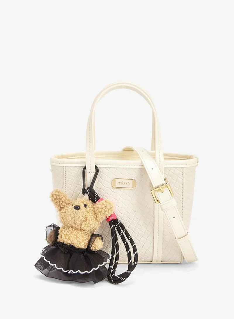 ميسي Tote With Waffle Embossing And Multiple Charms