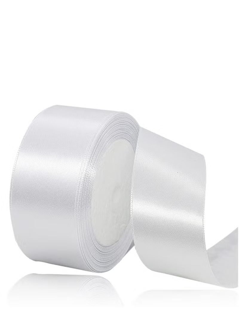 White Ribbon, 38mm-40mm x 25 Yards Fabric Satin Ribbon for Gift Wrapping, Crafts, Hair Bows Making, Wreath, Wedding Party Decoration and Other Sewing Projects - Image 1