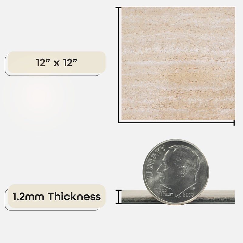 Achim Nexus Self Adhesive 12-Inch Vinyl Floor Tiles, 20 Tiles - 12" x 12", Travatine Marble Pattern - Peel & Stick, DIY Flooring for Kitchen, Dining Room, Bedrooms & Bathrooms by Achim Home DÃ©cor - Image 3