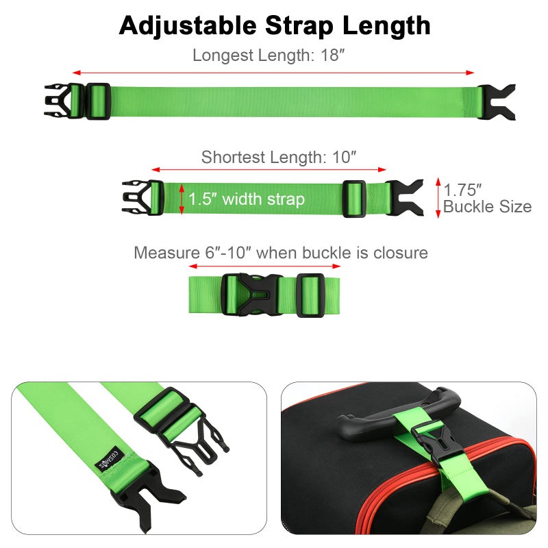 Cosmos Premium Nylon Add-A-Bag Travel Luggage Strap Belt with Quick Release Buckle (Fluorescent Green) - Image 2
