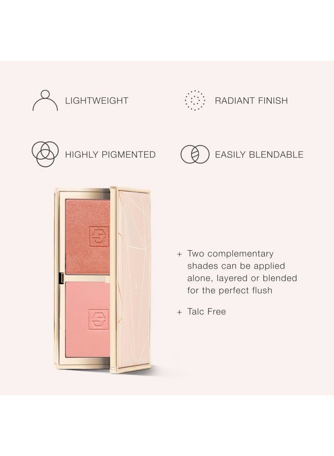 Jouer باقة أحمر الخدود ديو 2 ظل لوحة أحمر خدود مسحوق عالي الصبغة توهج طبيعي مستحضرات تجميل فيتامين E خالية من التلك والبارابين والغلوتين وخالية من القسوة - Image 2