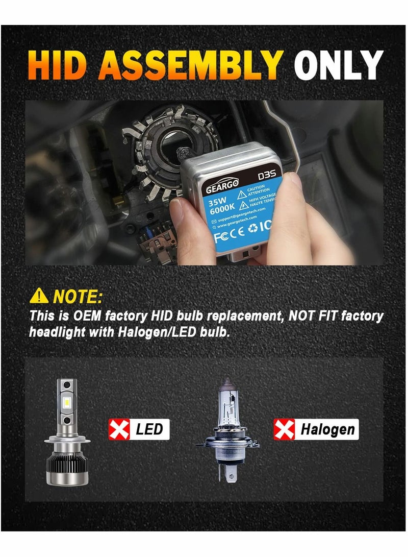 SYOSI HID Headlight Bulb, D3S 500% Brightness 16000LM, 6000K White, OEM Xenon Replacement Bulbs Plug and Play 66340 42403 42302（2 PCS）  - Image 4
