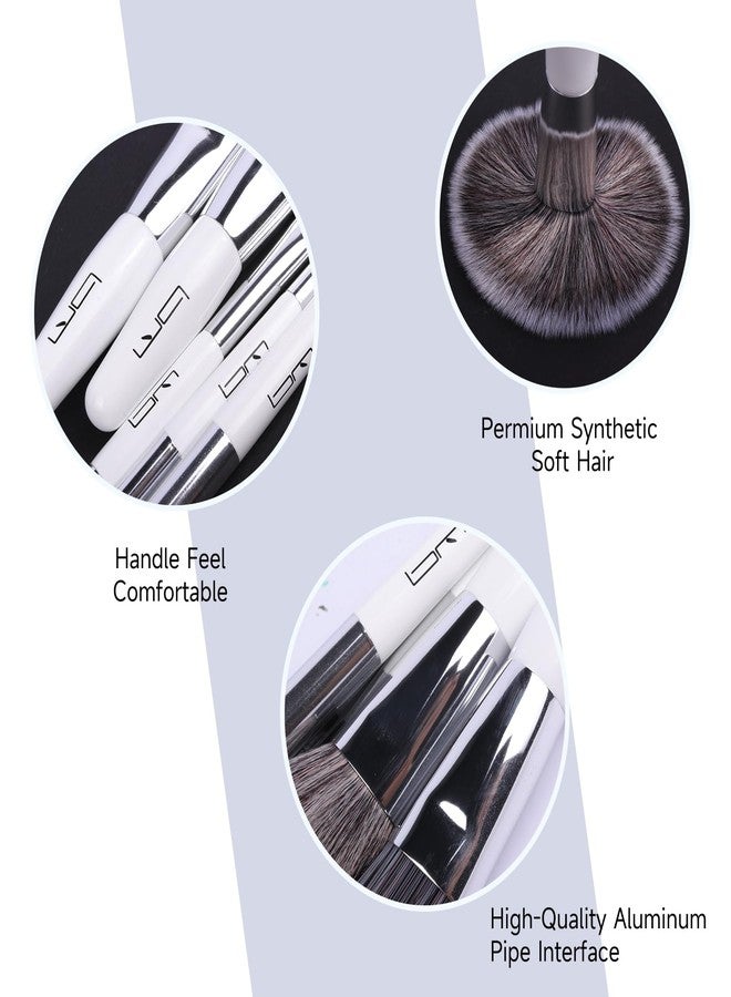 Brush Master Travel Makeup Brushes Set w/Pouch, 5PCS Double Ended Portable Mini Cosmetic Brushes Kit for Foundation, Eyeshadow, Lip, Blush Make Up Brushes Professional(White) - Image 3