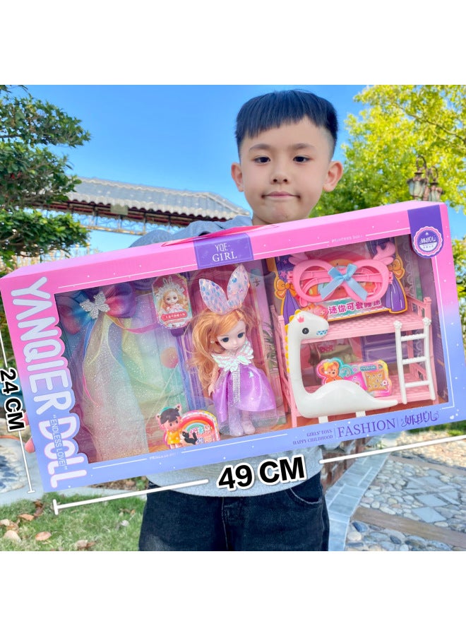 Girls Princess Doll Set Training Institution Gift Set Children's Toy Gift Set-Color:3688-235 Doll Play House Set 【3 Random】 - Image 2