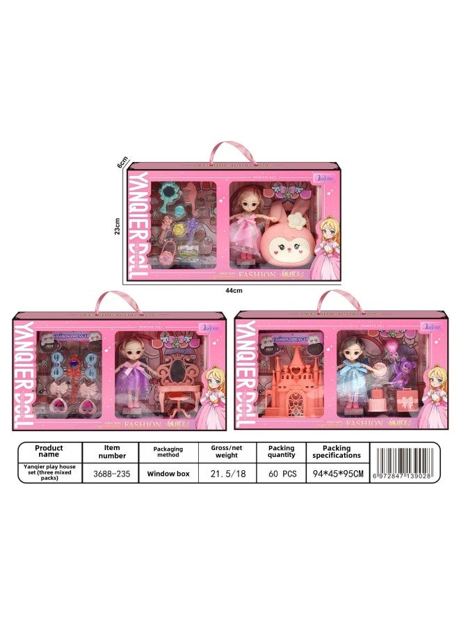 Girls Princess Doll Set Training Institution Gift Set Children's Toy Gift Set-Color:3688-235 Doll Play House Set 【3 Random】 - Image 1