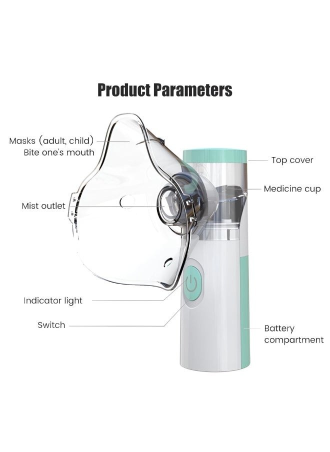 Mesh Nebulizer Portable Inhaler Device for Adults and Children Quiet Nebulizer with Mask and Mouthpiece Effective for Colds Asthma Respiratory Diseases