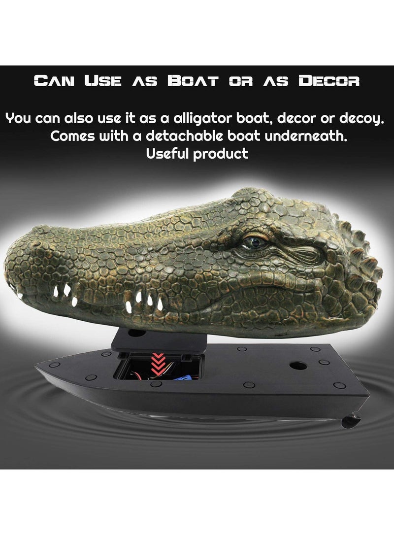 Generic - 2.4 GHz Remote Control Alligator Head RC Boats Water Toys for Pools and Lakes Large Decoy and Floating Crocodile Head Prank High Simulation Alligator Head RC Boats Prank Toys for Adults and Kids - Image 1