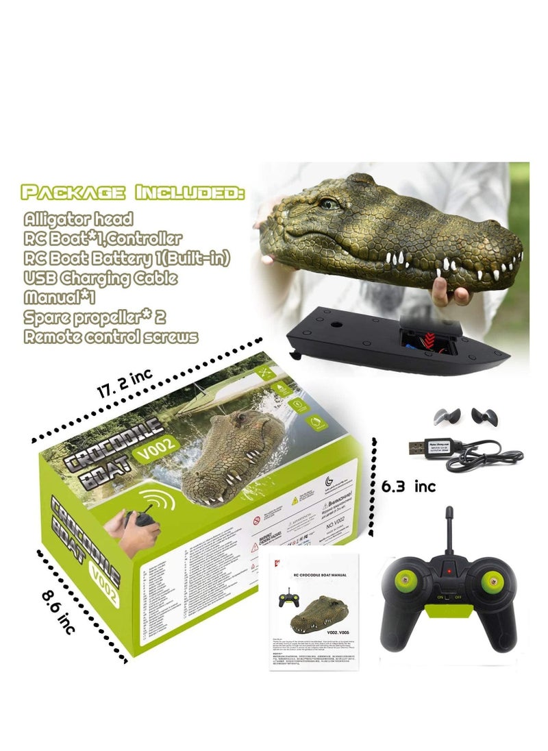 Generic - 2.4 GHz Remote Control Alligator Head RC Boats Water Toys for Pools and Lakes Large Decoy and Floating Crocodile Head Prank High Simulation Alligator Head RC Boats Prank Toys for Adults and Kids - Image 1