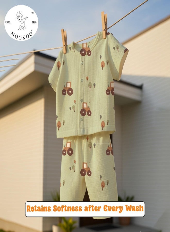 Mookoo Muslin Nightsuit Half Sleeve | Ultra Soft Cotton Nightwear for Babies | Lightweight, Breathable & Skin-Friendly Sleepwear Set (Tractor, 18-24M) - Image 4