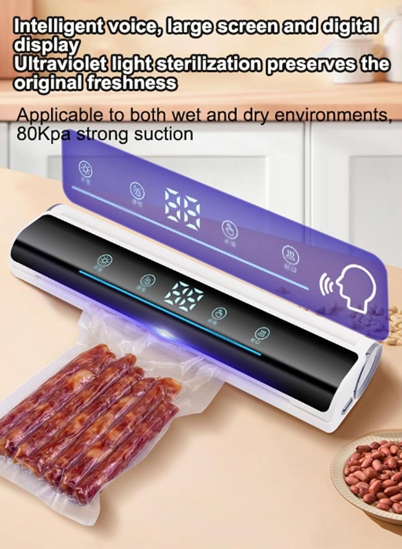 KASTWAVE Vacuum Sealer Machine, Mini Bag Sealer, Food Vacuum Saver, Fully Automatic Vacuum Sealer for Food Storage, Portable Resealer Machine for Chip, Plastic Bags Food Storage Snacks, with 10 Bags, White - Image 2