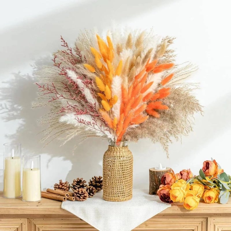 Bluejw Natural Dried Eucalyptus Pampas Grass Bouquet, White Decorative Dried Plants for Wedding Party Holiday Table Arrangements - Image 3