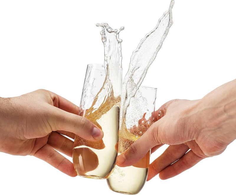 Munfix 36 Pack Stemless Plastic Champagne Flutes Disposable 9 Oz Clear Plastic Toasting Glasses Shatterproof Recyclable and BPA-Free - Image 2